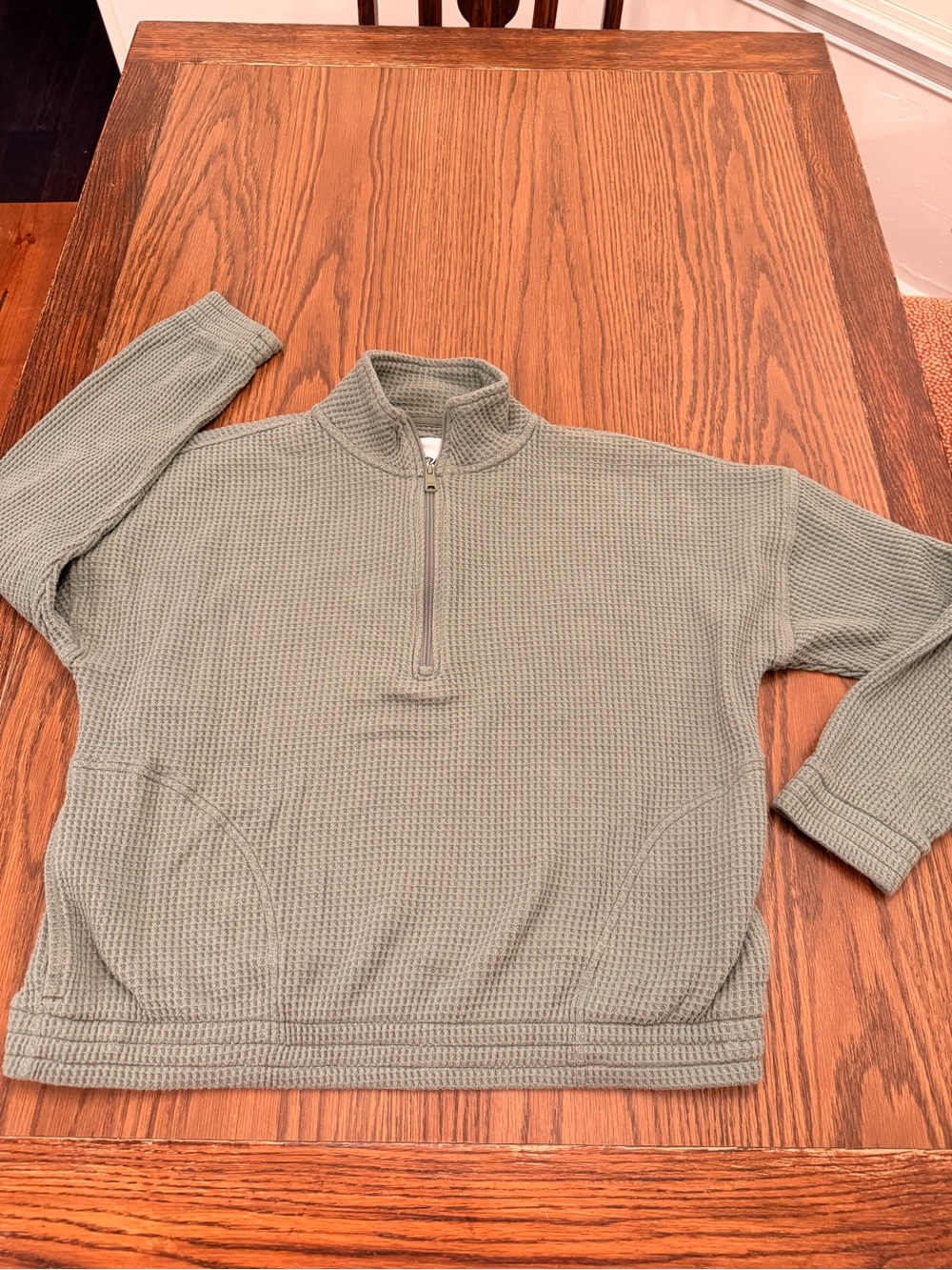 aerie Women's Sage Green Waffle Half-Zip Pullover
